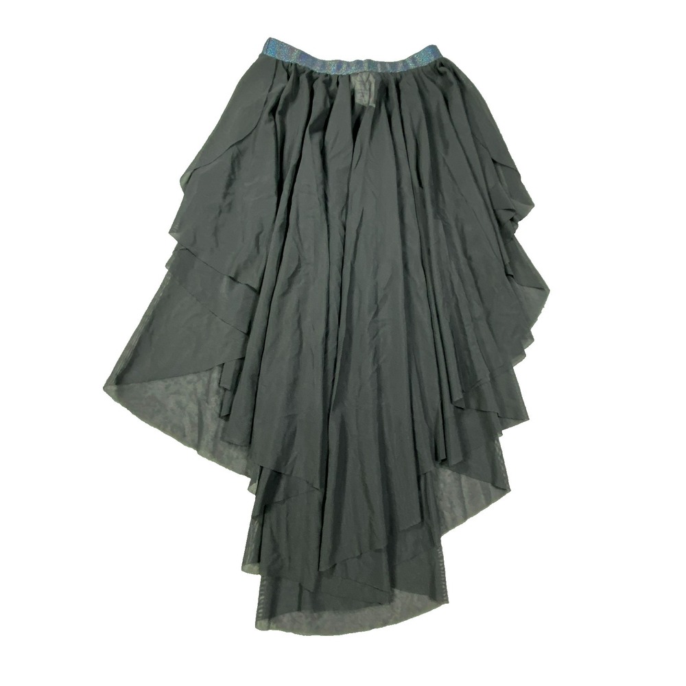 VTG Black Layered Tulle Skirt Small HiLo Gothic Balletcore Mesh Whimsical Fairy‎